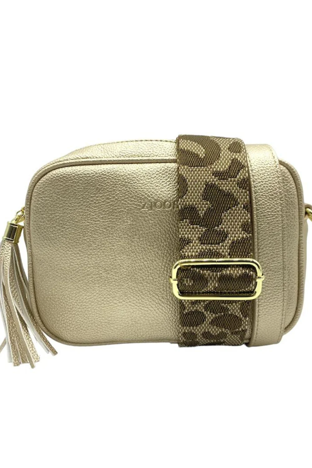 Elegant Gold Faux Leather Crossbody Bag