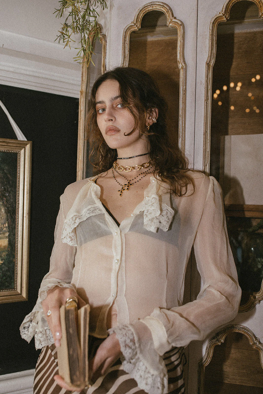 Elegant Black Beaded Cross Necklace