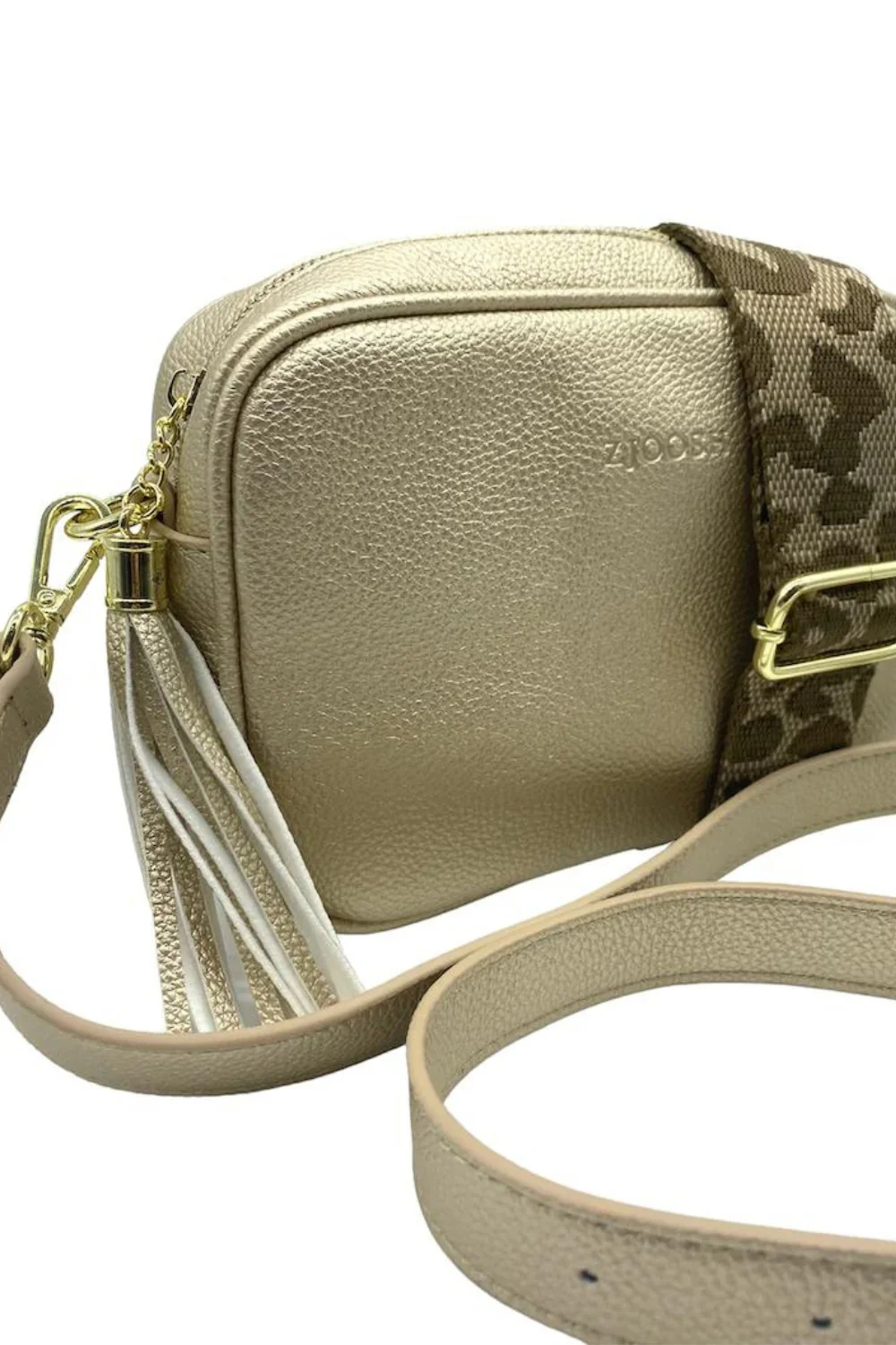 Elegant Gold Faux Leather Crossbody Bag
