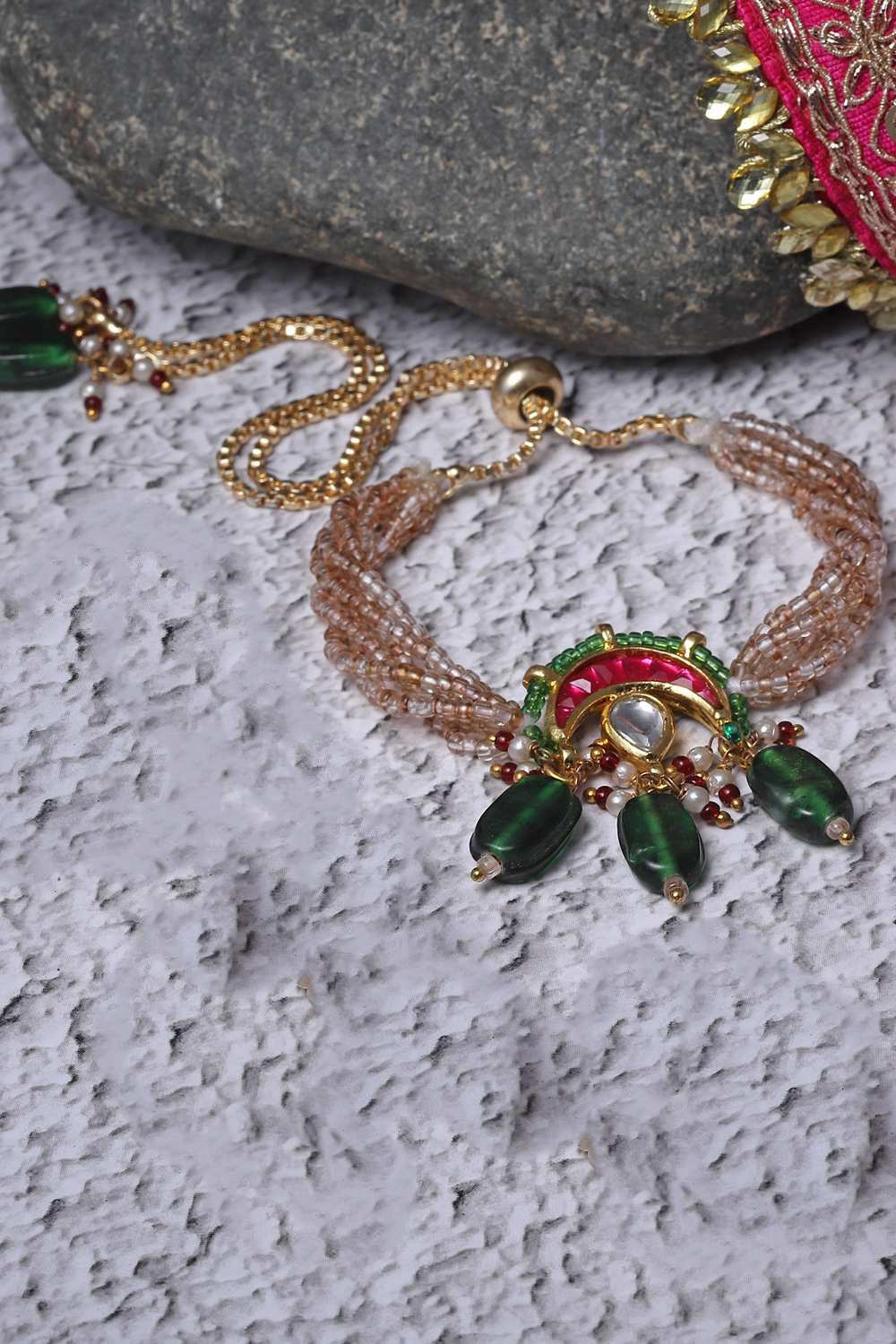 Exquisite Green Beaded Bracelet