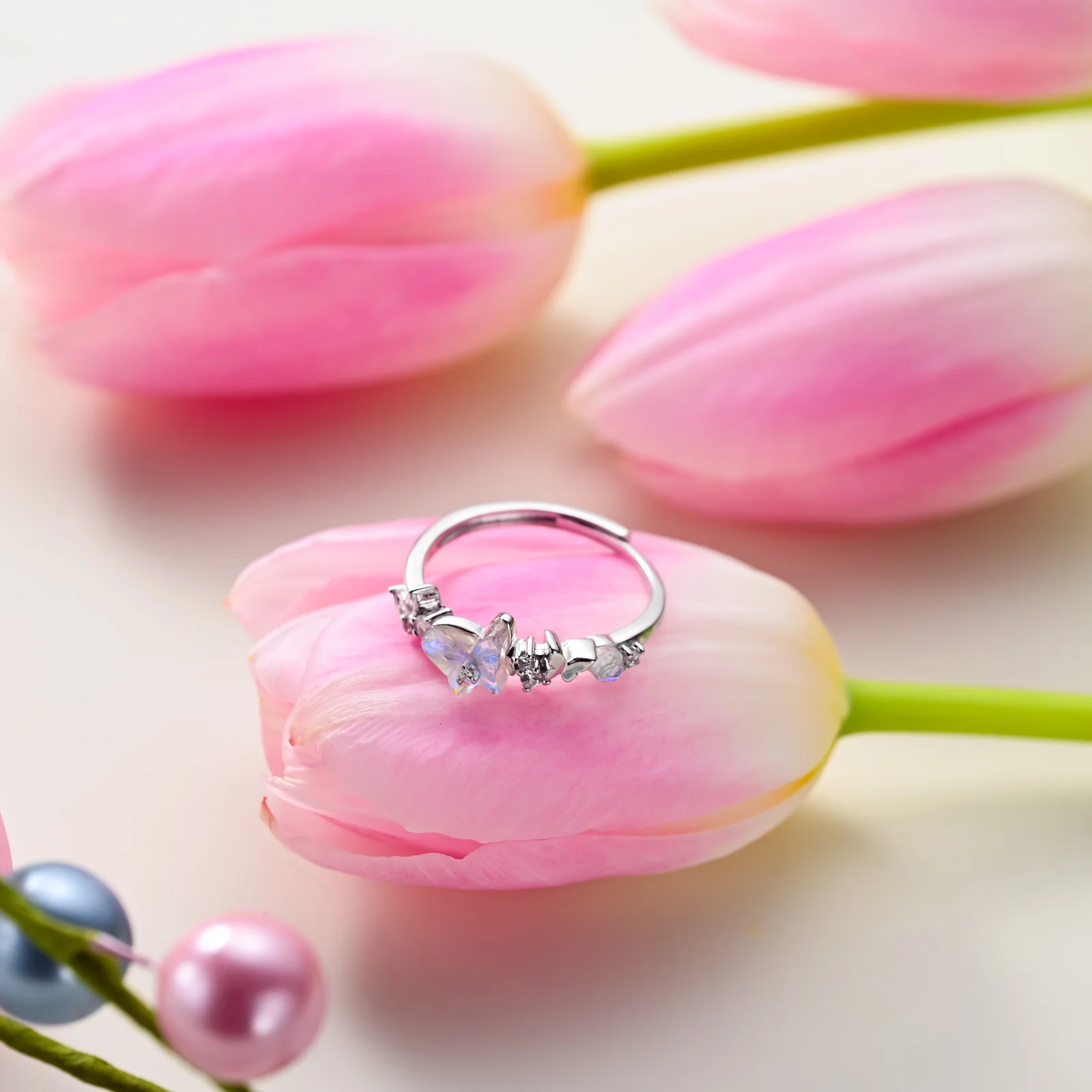 Elegant Butterfly Gemstone Ring