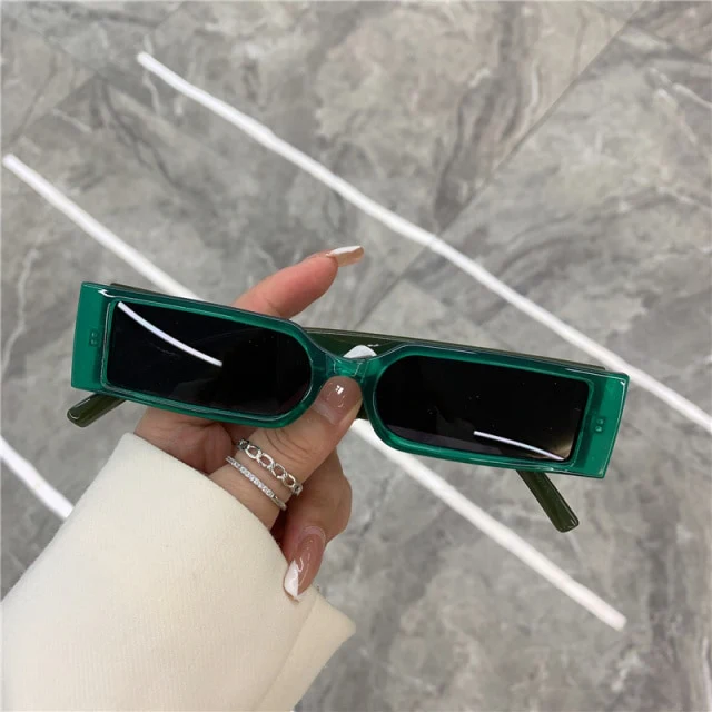 Chic Rectangular White Frame Sunglasses