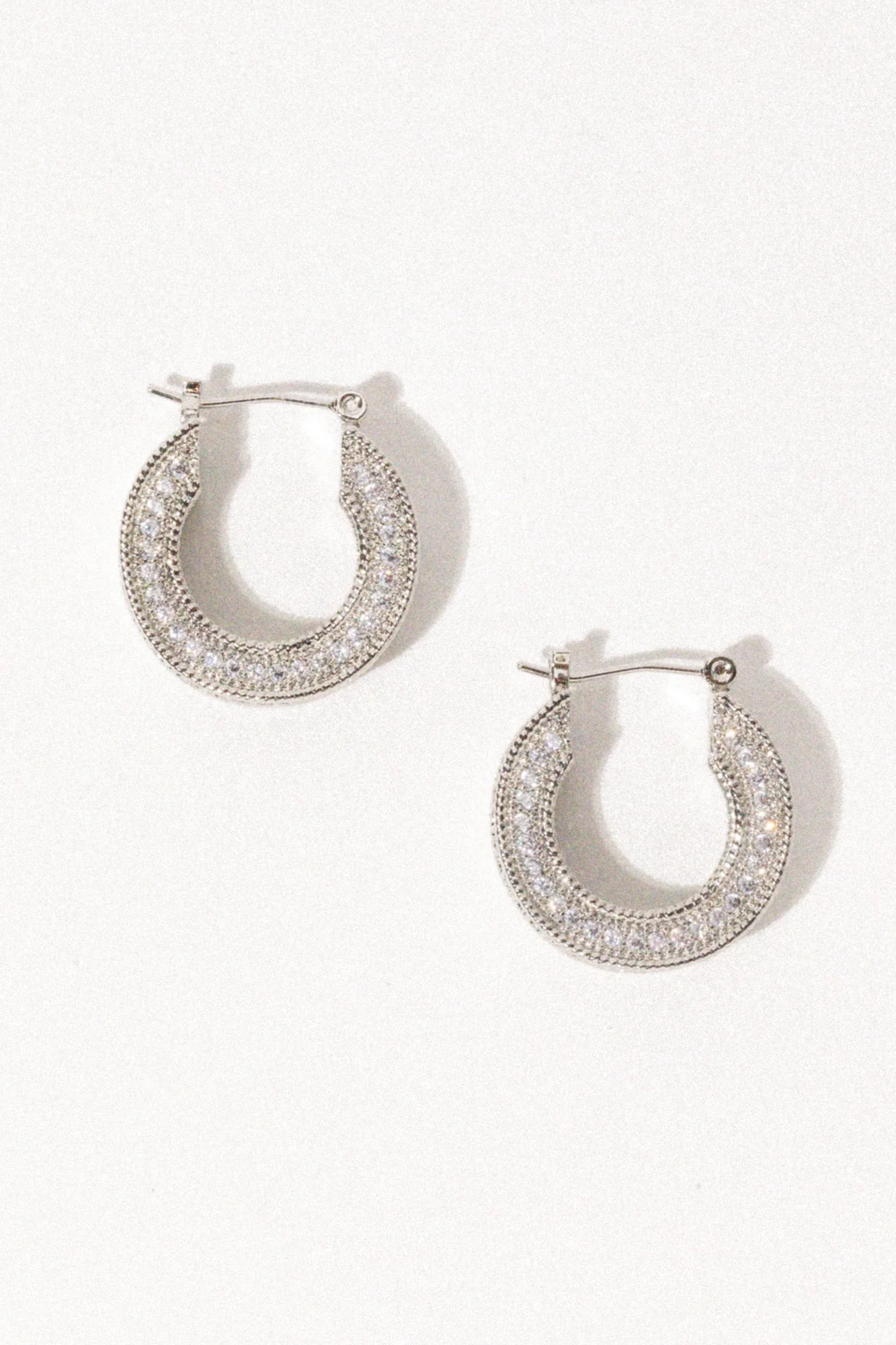 Elegant Hoop Earrings With Simulated Crystals