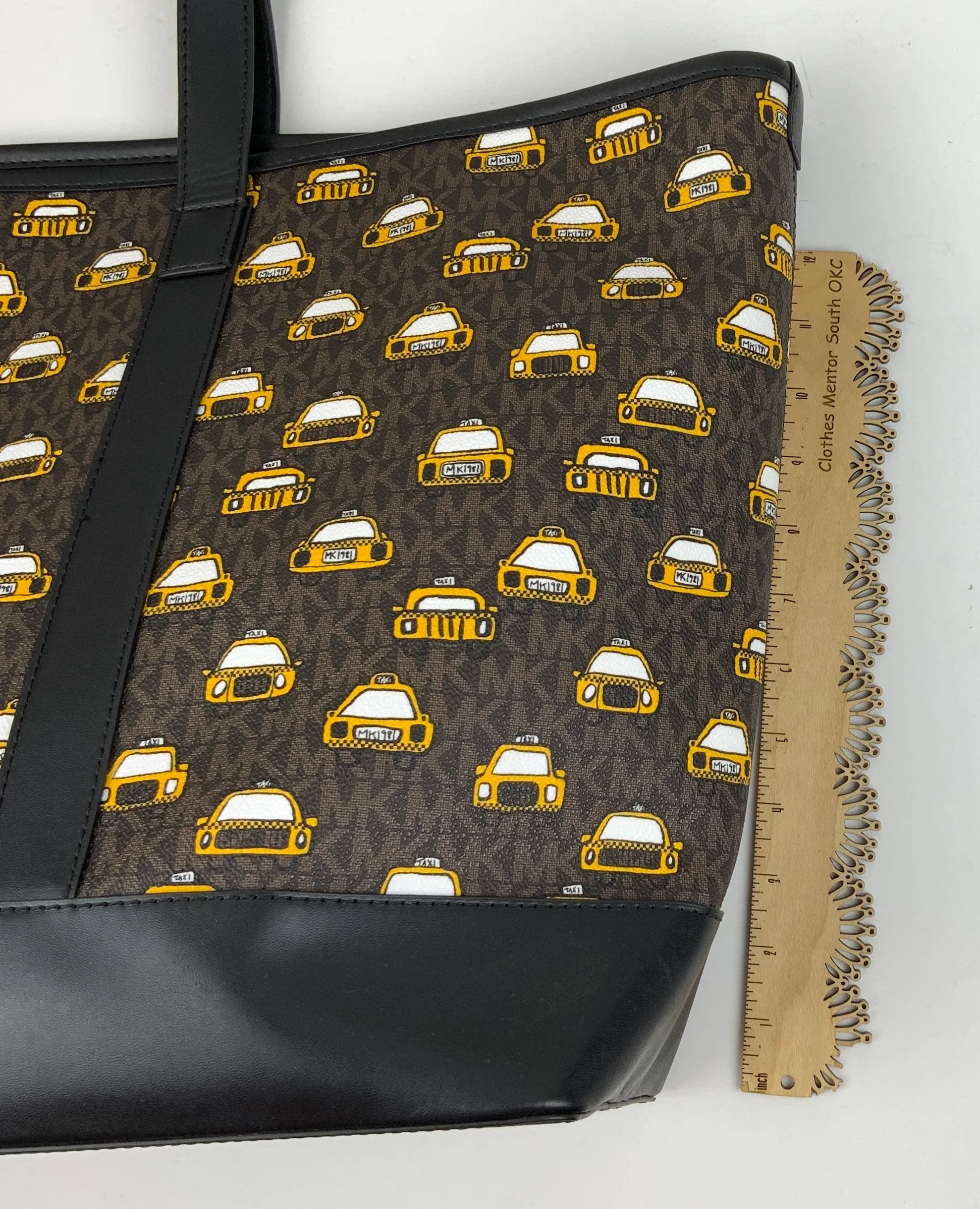 Stylish Taxi Print Tote Bag