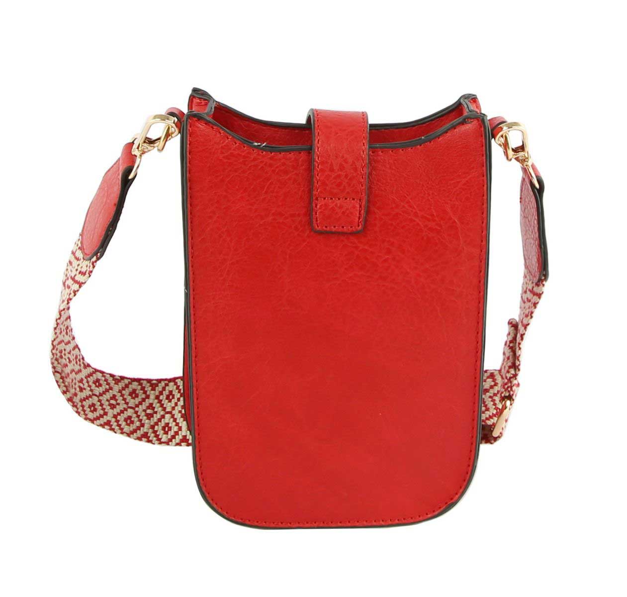 Elegant Red Faux Leather Crossbody Bag