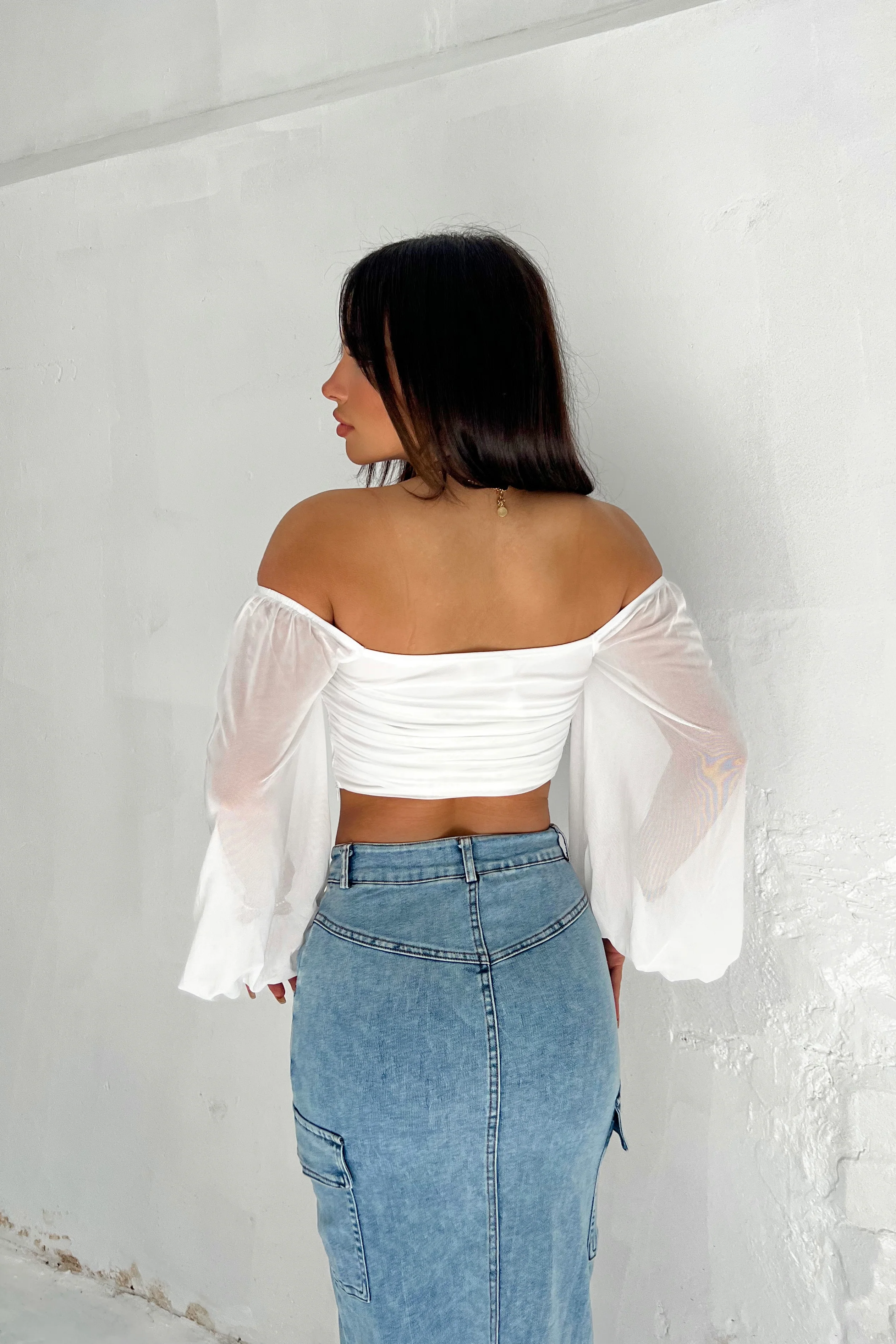 Elegant Off-Shoulder White Crop Top